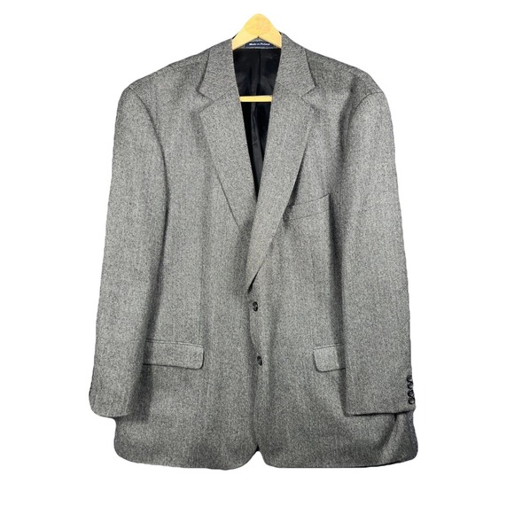 Alan Flusser Other - Alan Flusser Men's Grey Herringbone 100% Pure Lambswool Blazer Jacket‎ Size 48L